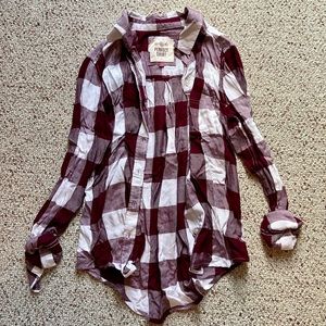Burgundy/White Button Up